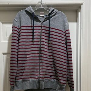 Brooks Brothers Gray and Red Zip-Up Sweater